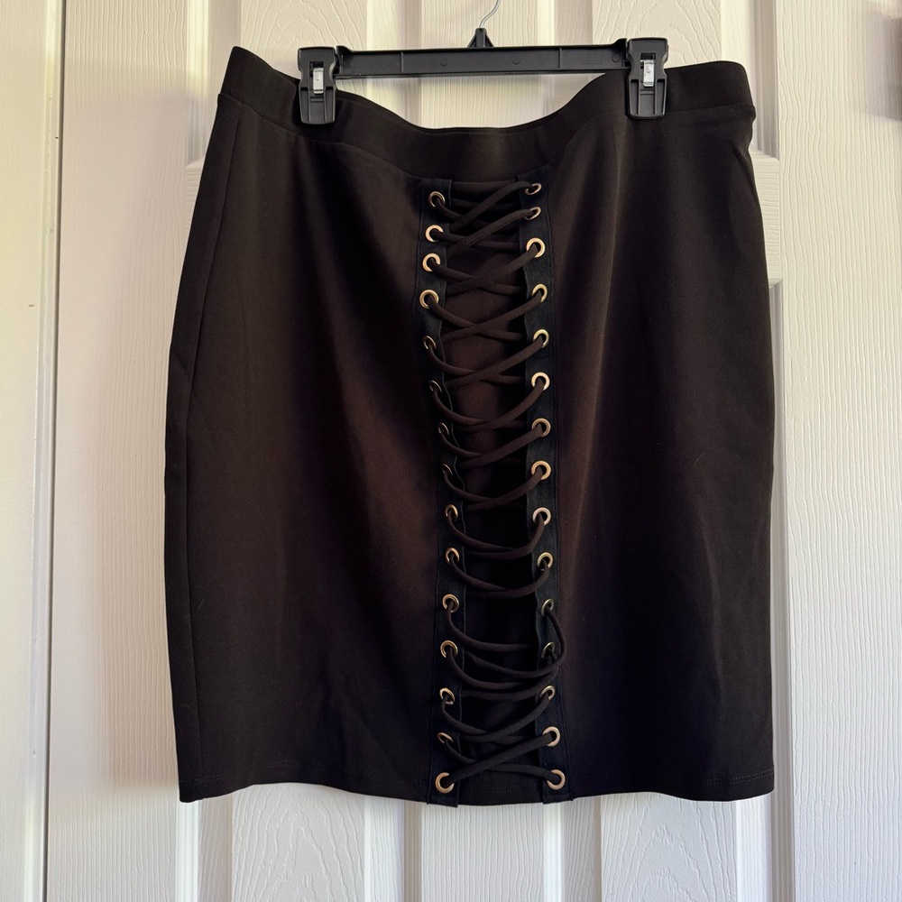 Black Lace-Up Skirt Goth Core size 3X grunge skater